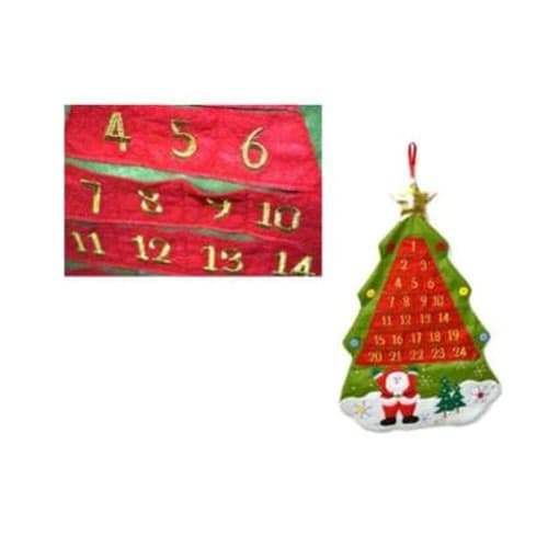 CALENDARIO AVVENTO ALBERO DI NATALE FELTRO NUMERI TASCHE DECORAZIONI NATALIZIE - 3