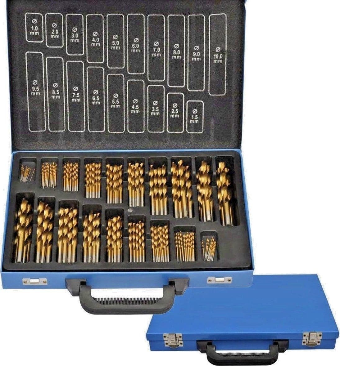 SET PUNTE TRAPANO 100PZ PEZZI TITANIO HSS VALIGETTA METALLO  FERRO LEGNO