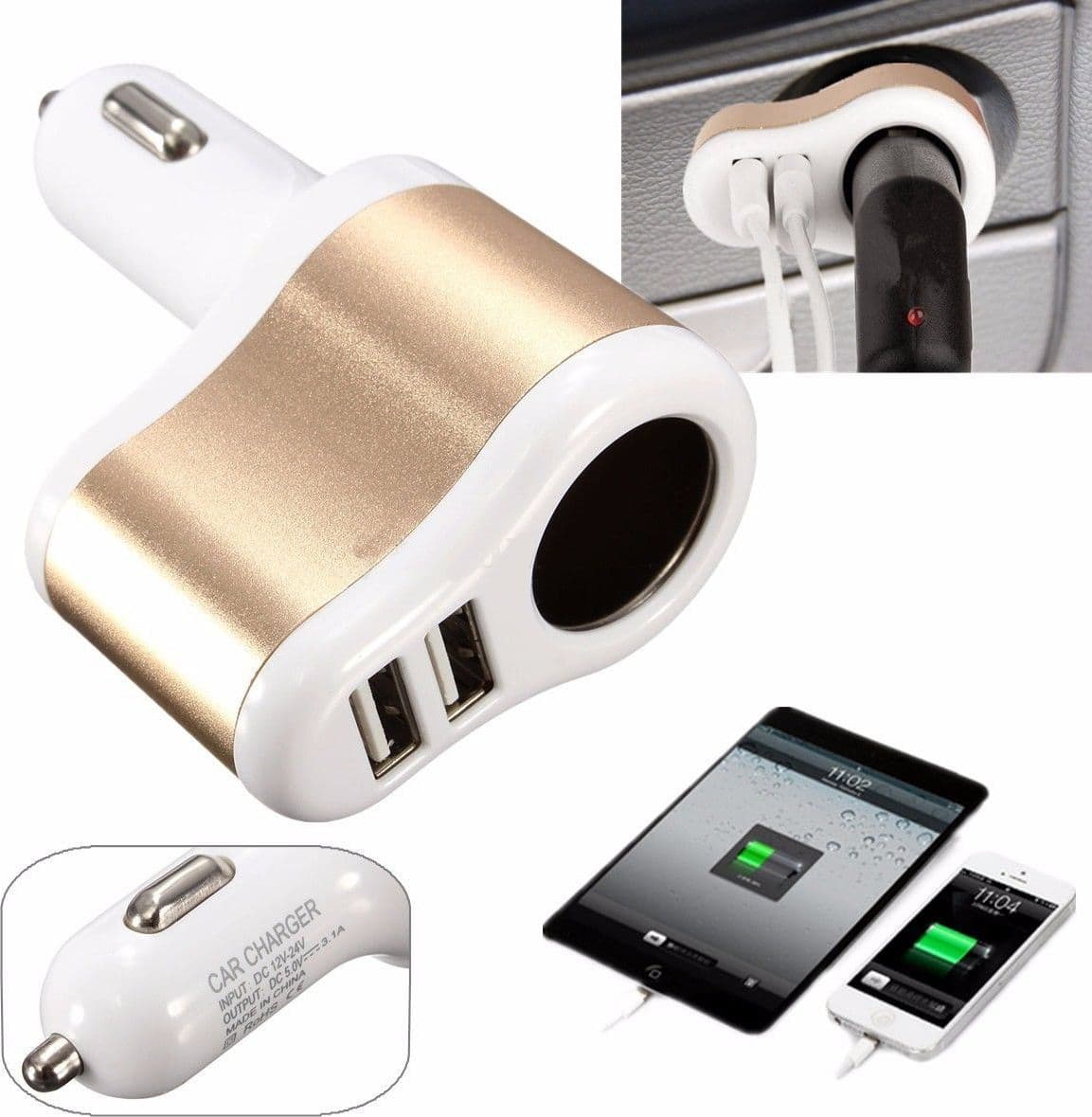 CARICABATTERIE CARICA BATTERIA USB AUTO CAMPER 12V 24V PER TABLET SMARTHPHONE - 3