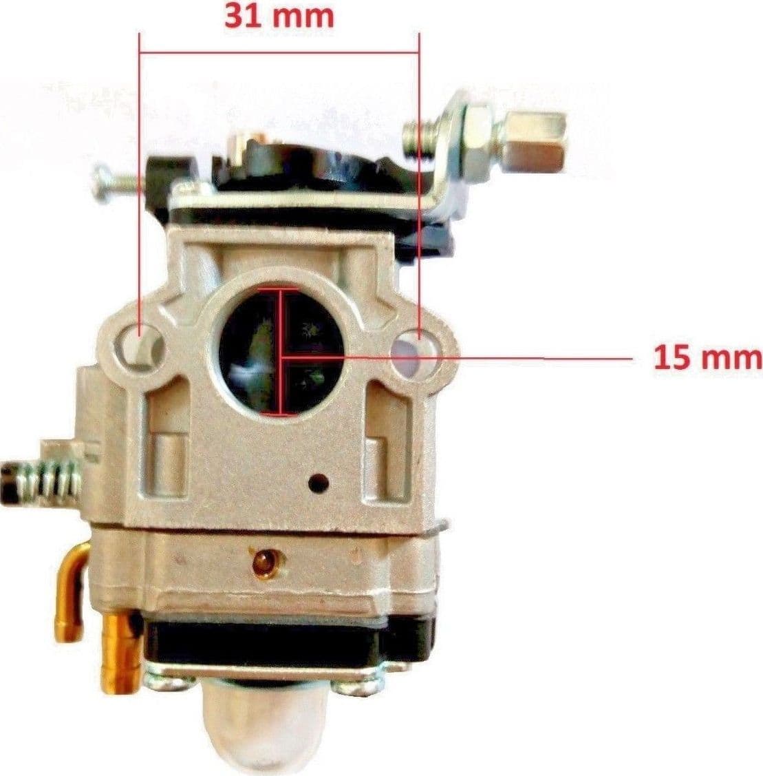 CARBURATORE PER DECESPUGLIATORE 2 TEMPI 43CC IN LEGA ALLUMINIO FORO 15MM - 3