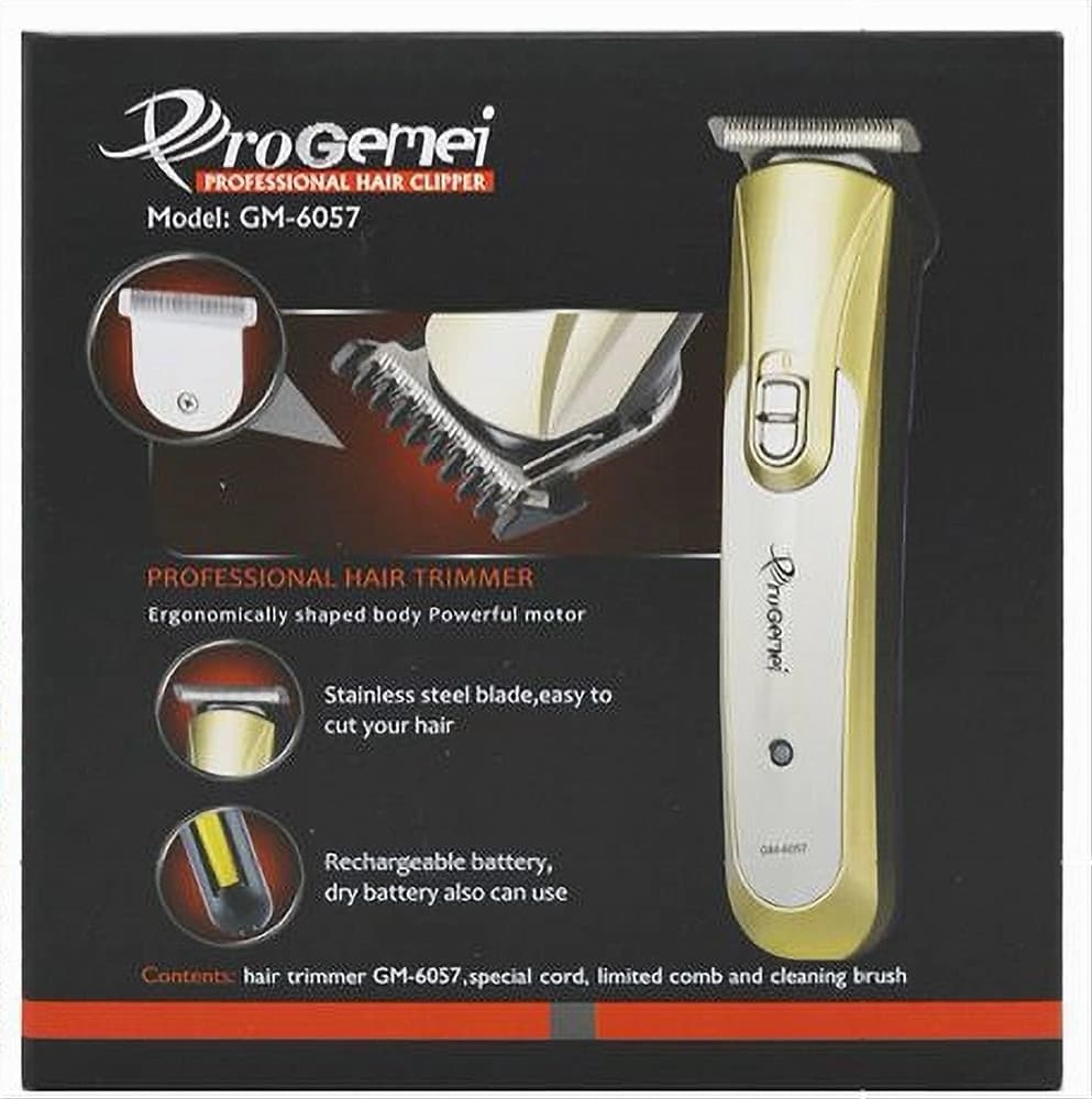 TAGLIA CAPELLI RICARICABILE IMPERMEABILE RASOIO REGOLA BARBA BASETTE GM-6057 - 4