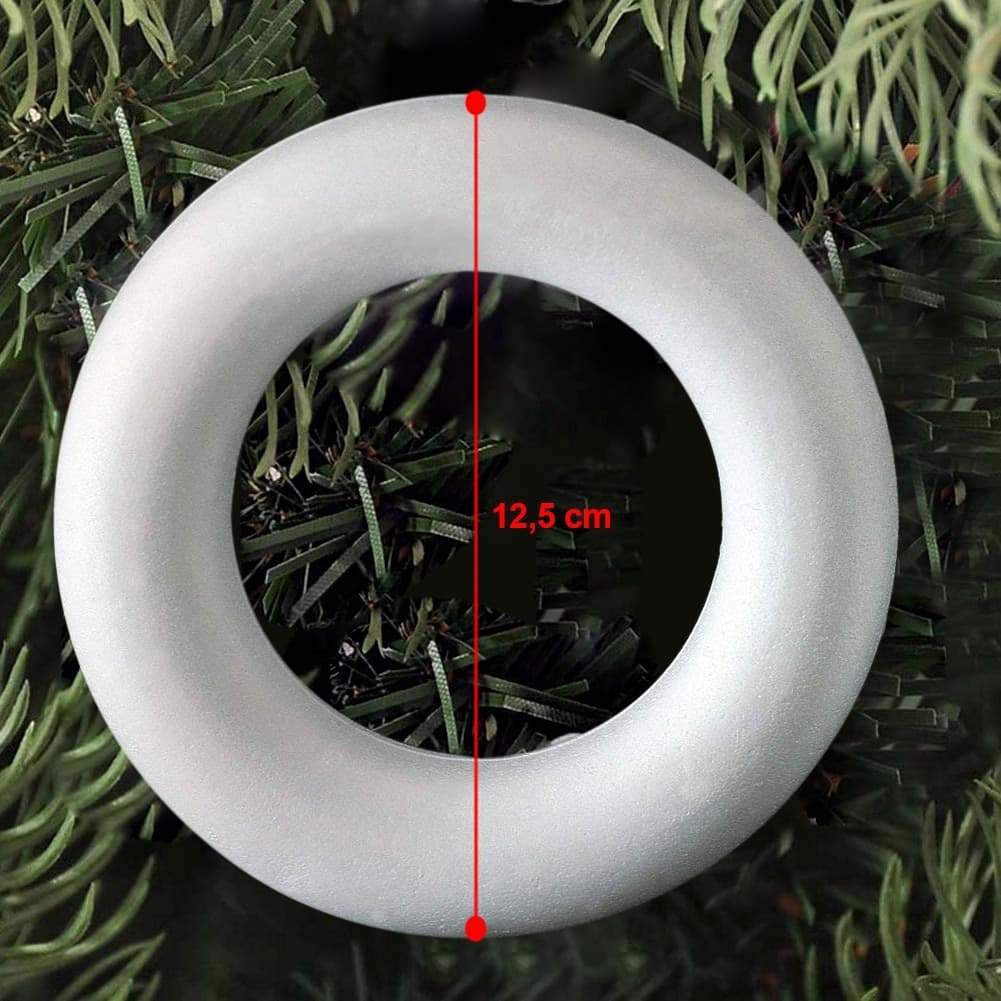 2 ANELLI CERCHI POLISTIROLO 12,5CM BIANCHI DECORAZIONI NATALIZIE ADDOBBI NATALE - 3