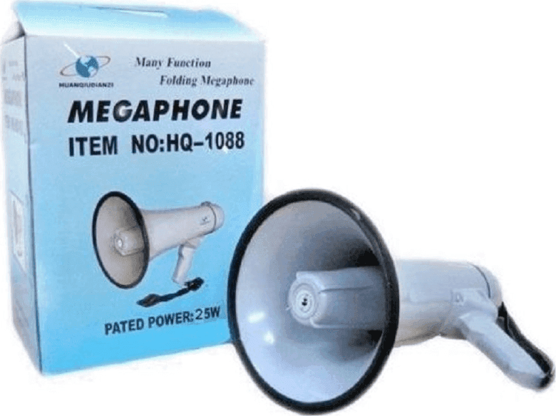 MEGAFONO PORTATILE PROFESSIONALE AUX 600MT 25W REGISTRATORE VOCALE HQ-1088