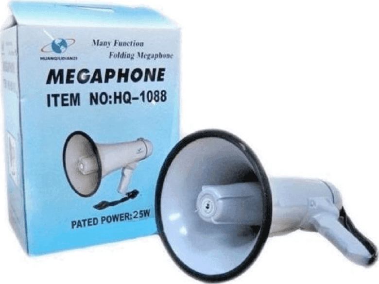 MEGAFONO PORTATILE PROFESSIONALE AUX 600MT 25W REGISTRATORE VOCALE HQ-1088