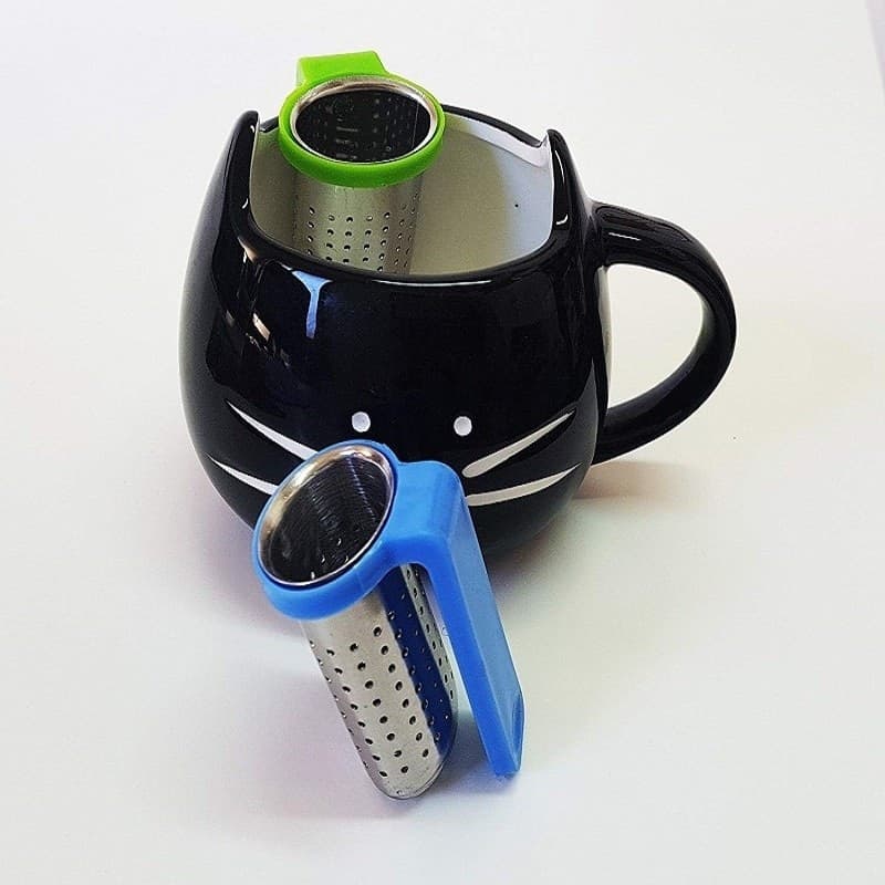 SET 2PZ FILTRO ACCIAIO PER TISANE INFUSORE CON MANICO COLINO DA TE' IN METALLO