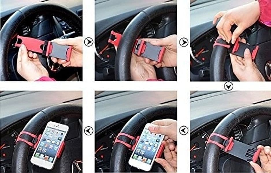 SUPPORTO PER AUTO CELLULARE SMARTPHONE CON ATTACCO AL VOLANTE MANUBRIO STERZO - 2