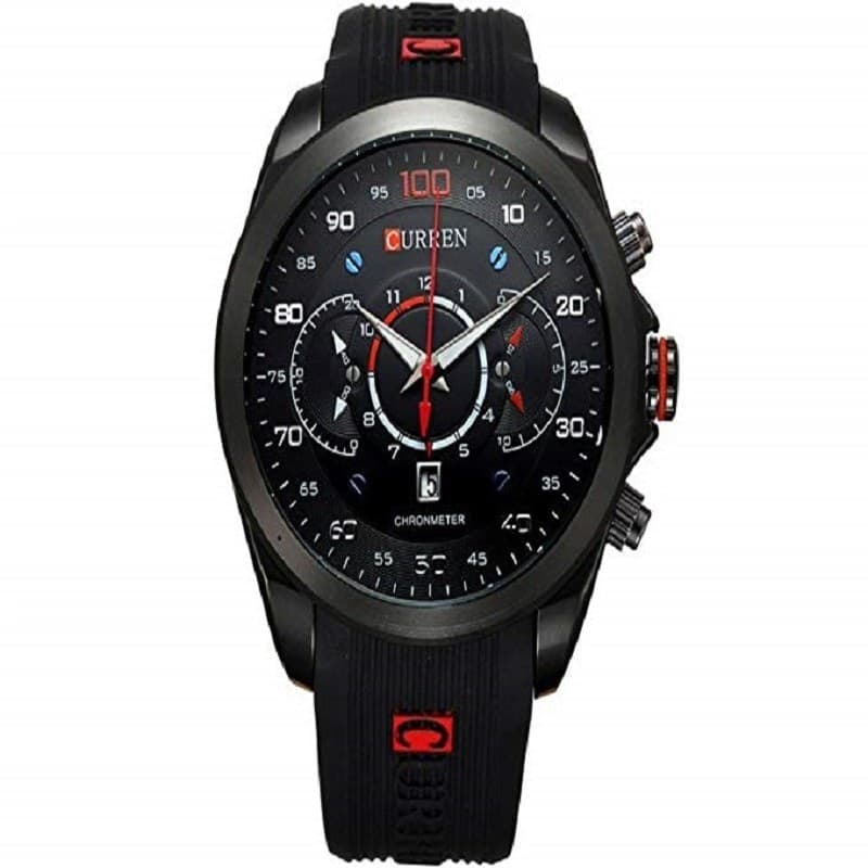MODA CURREN 8166 DA UOMINI ANALOGICO TONDO IN SILICONE OROLOGIO DI LUSSO - 3