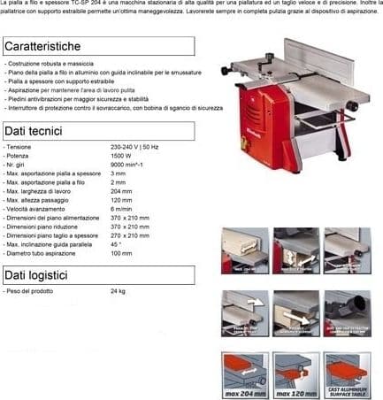 PIALLA A FILO E SPESSORE EINHELL TC-SP 204 MOTORE 1500 W INCLINAZIONE 45° - 8
