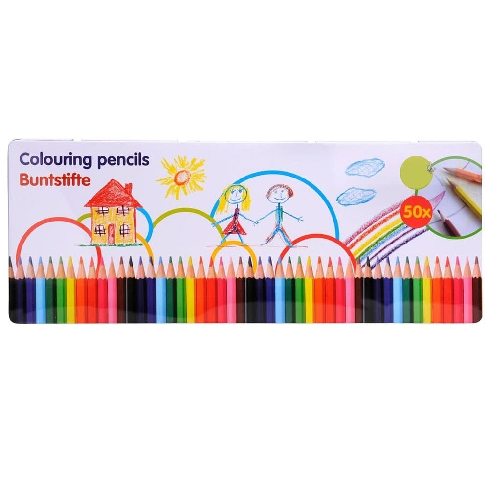 SET PASTELLI COLORATI 50 PZ. MATITE IN LEGNO PER COLORARE BAMBINI SCUOLA DISEGNO - 3