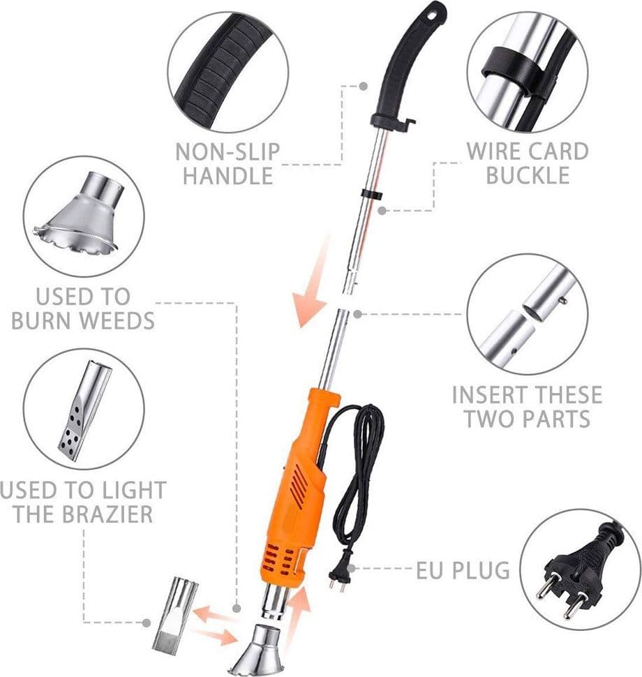 BRUCIATORE ERBA ELETTRICO 2000W 230V DISERBANTE TERMICO PER ERBACCE 60/650 GRADI - 6