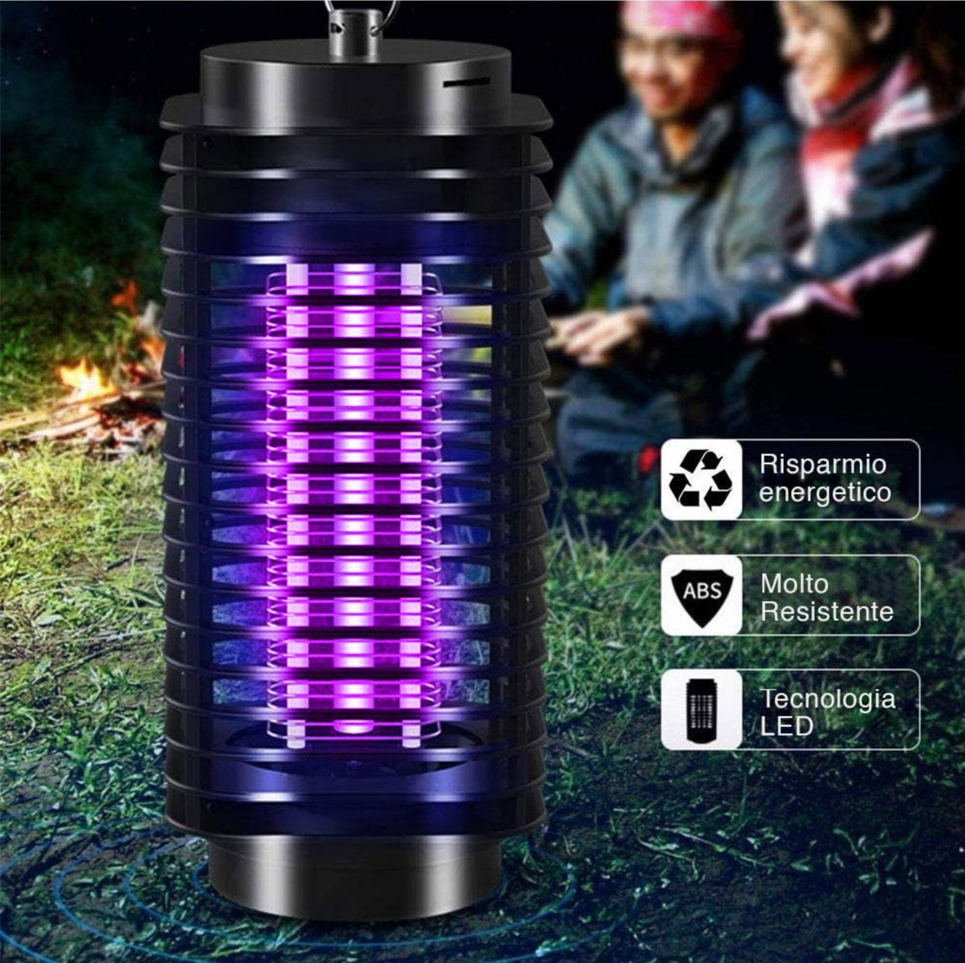 ZANZARIERA ELETTRICA ANTI ZANZARE MOSCHE LAMPADA UV LED 3W ELETTROINSETTICIDA - 6