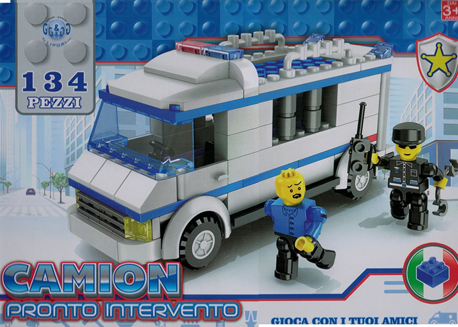 COSTRUZIONI GIOCATTOLO PER BAMBINI CAMION DELLA POLIZIA CON PERSONAGGI 134 PEZZI - 2