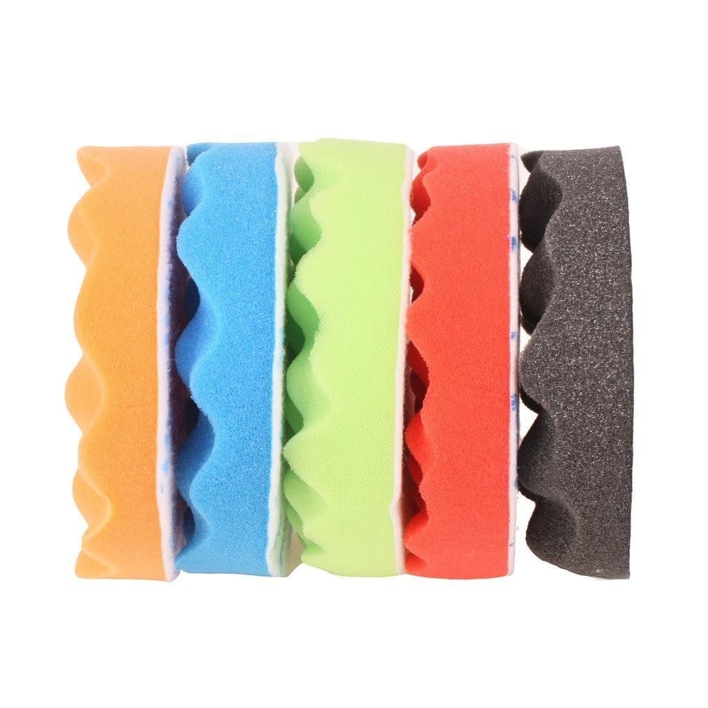 KIT DI 6 SPUGNE DISCO VELCRO LUCIDANTE CON ADATTATORE PER LUCIDATURA AUTO 3 5 6" - 3