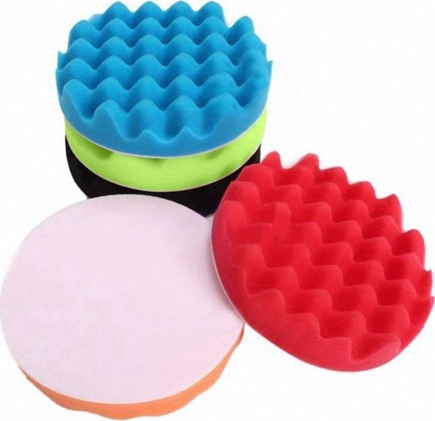 KIT DI 6 SPUGNE DISCO VELCRO LUCIDANTE CON ADATTATORE PER LUCIDATURA AUTO 3 5 6" - 5