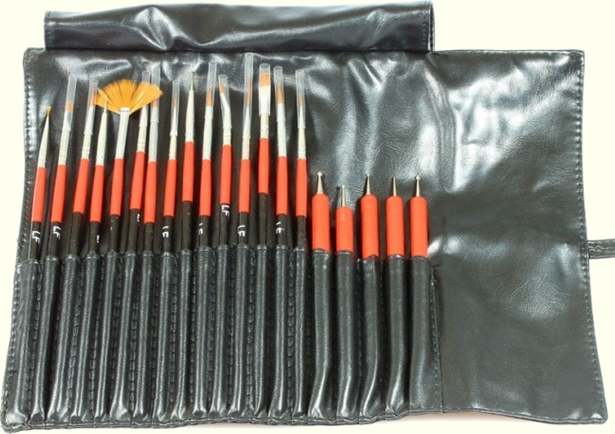 PENNELLI SET 20 PEZZI CON POCHETTE PORTAPENNELLI PENNELLO DOTTING IN ECO PELLE