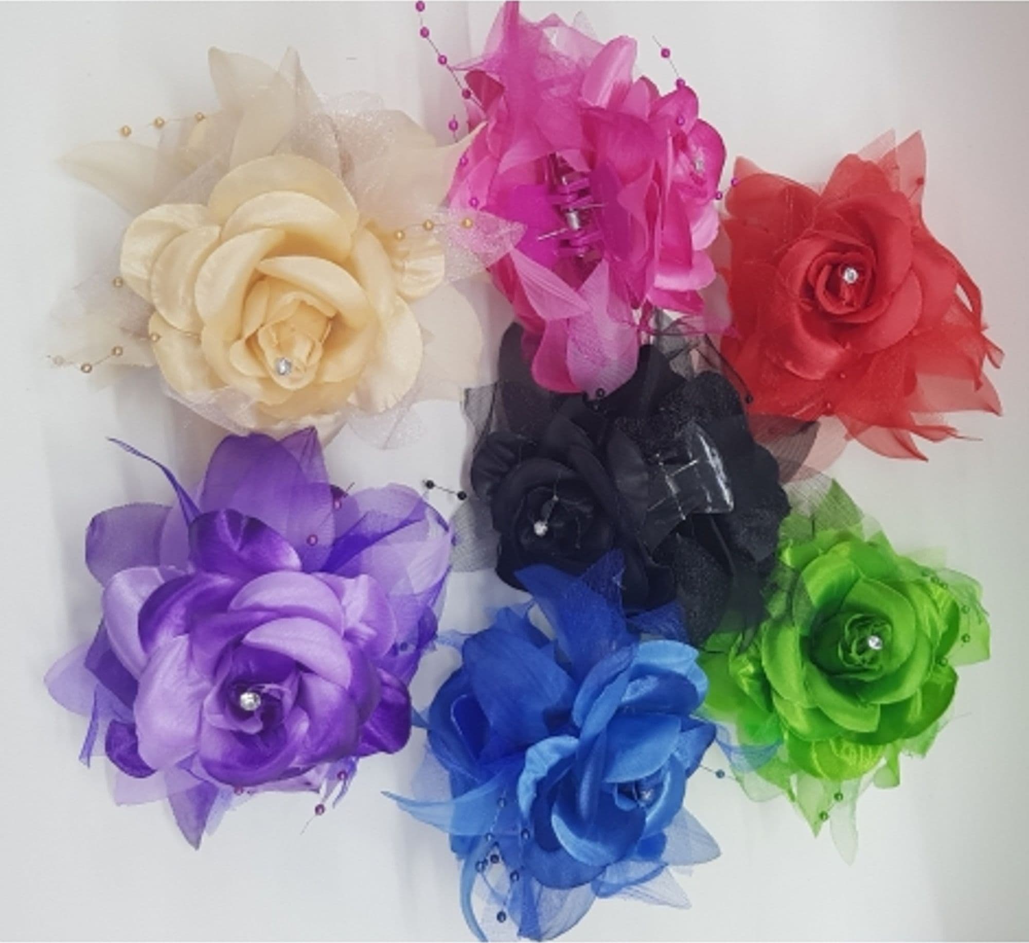 2 FERMAGLIO FERMAGLI FIORE ROSA GLITTER MOLLETTA FERMA CAPELLI FERMACAPELLI