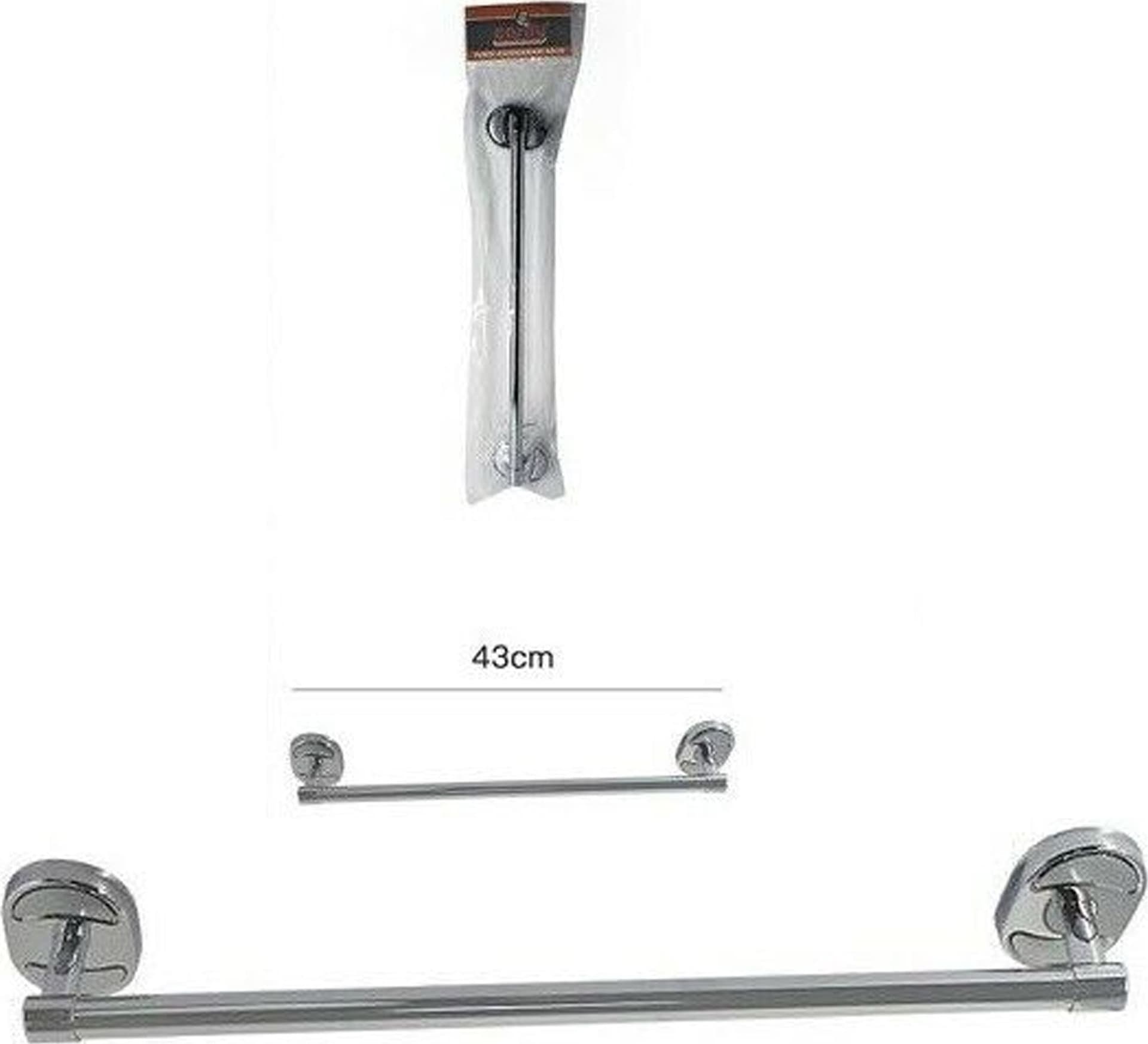 PORTA ASCIUGAMANI ACCIAIO PARETE BAGNO FISSAGGIO CON VITI O COLLA 40CM 52908 - 3