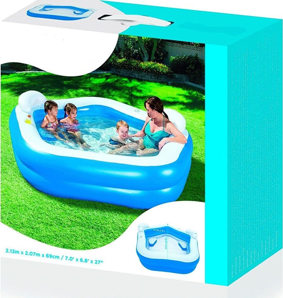 PISCINA GONFIABILE PENTAGONO FUORITERRA 213X206X69CM CON PORTABICCHIERI POGGIATESTA 54153 - 15