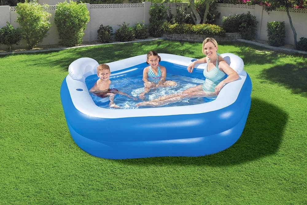 PISCINA GONFIABILE PENTAGONO FUORITERRA 213X206X69CM CON PORTABICCHIERI POGGIATESTA 54153 - 6