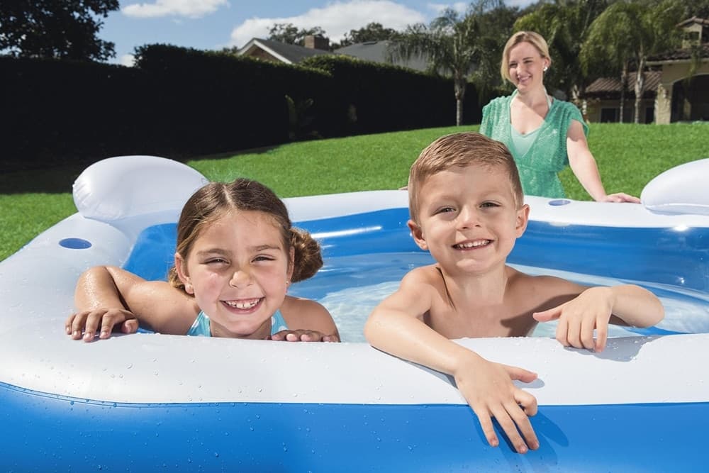 PISCINA GONFIABILE PENTAGONO FUORITERRA 213X206X69CM CON PORTABICCHIERI POGGIATESTA 54153 - 7
