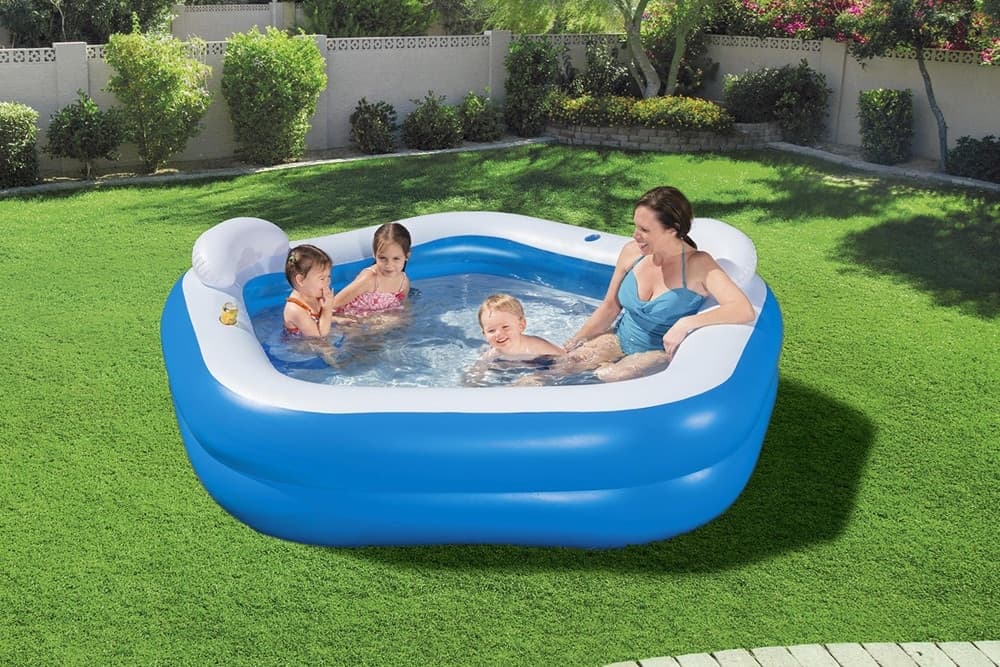 PISCINA GONFIABILE PENTAGONO FUORITERRA 213X206X69CM CON PORTABICCHIERI POGGIATESTA 54153 - 8