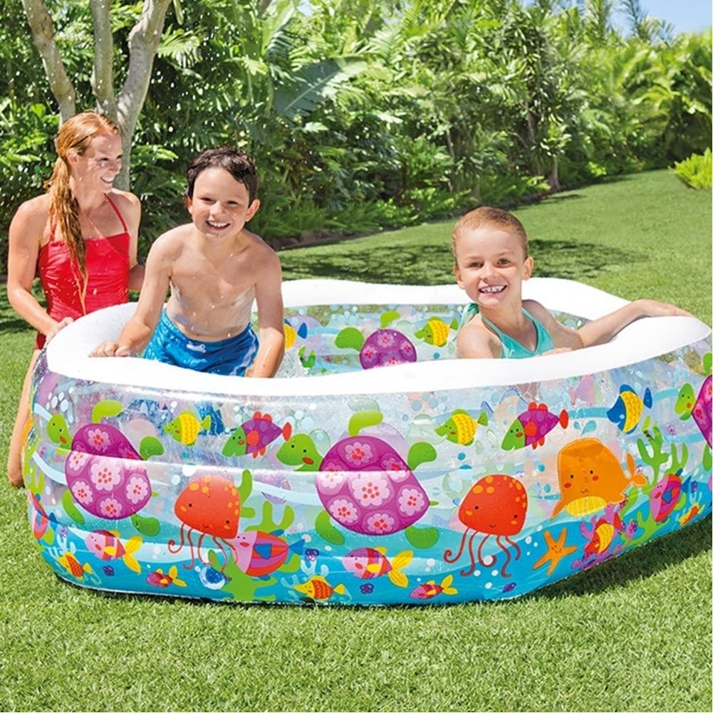 PISCINA GONFIABILE PER BAMBINI PESCI DELL'OCEANO A 3 ANELLI 191 X 178 X 61 CM - 3