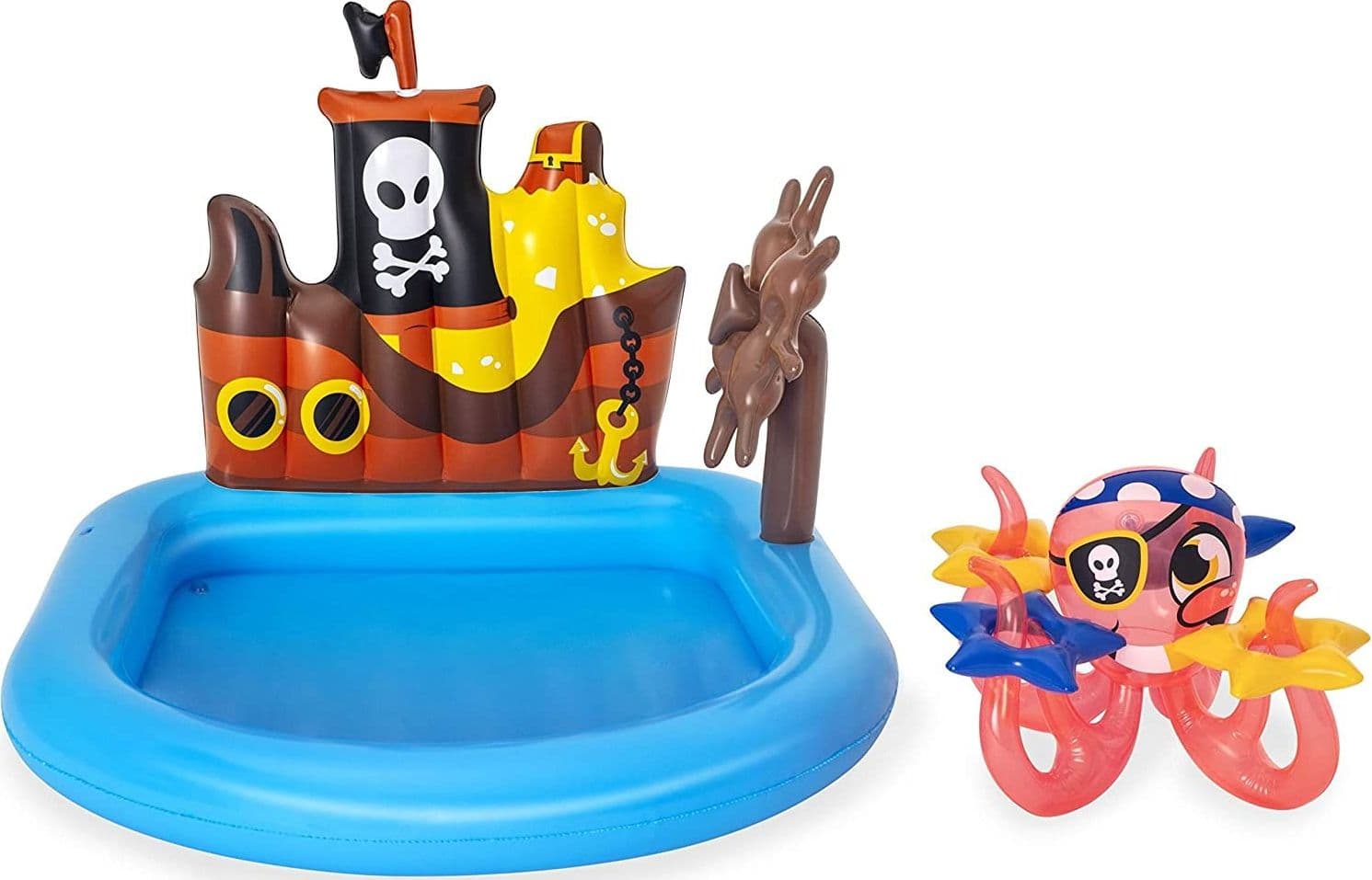 PISCINA GONFIABILE AREA DI GIOCO PER BAMBINI PIRATI MARE PISCINA ACQUA 140X130CM - 14