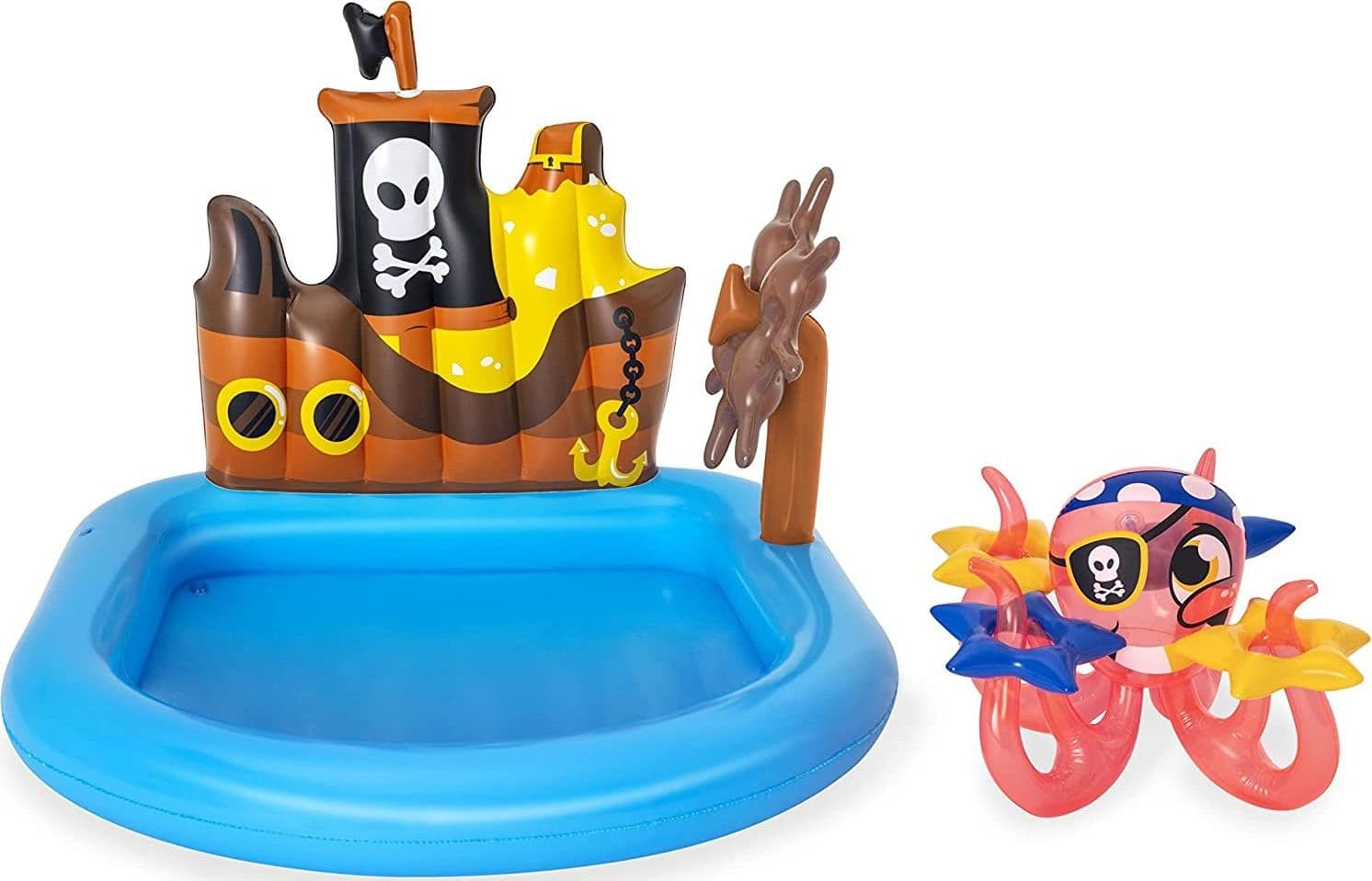 PISCINA GONFIABILE AREA DI GIOCO PER BAMBINI PIRATI MARE PISCINA ACQUA 140X130CM - 9