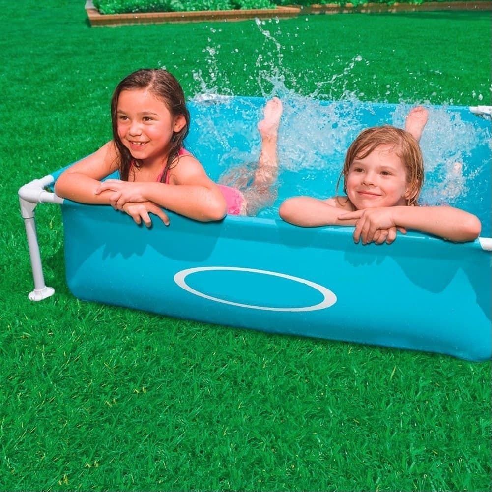 PISCINA QUADRATA FUORI TERRA PER BAMBINI BABY TELAIO IN ACCIAIO BLU 122 CM 56217 - 11