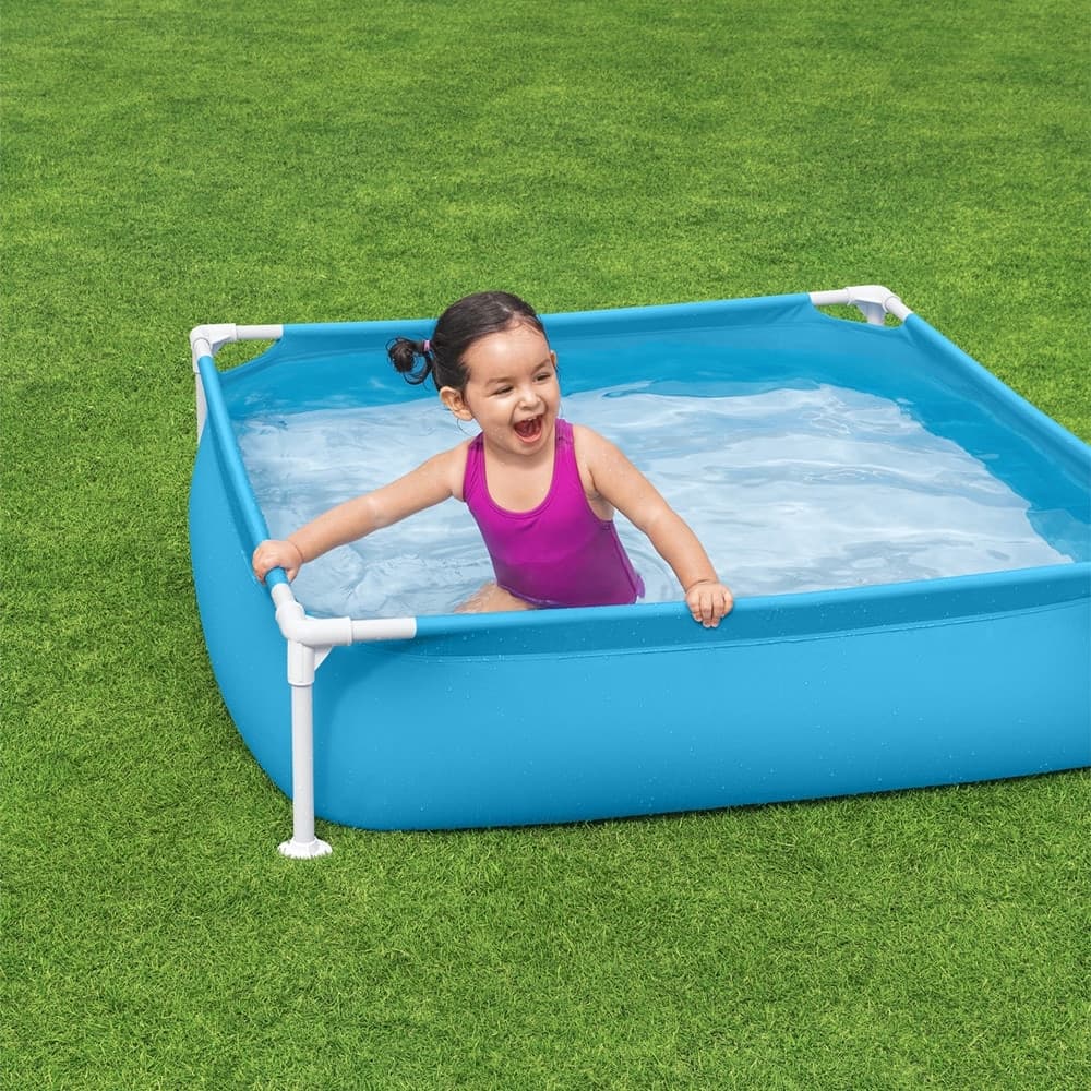PISCINA QUADRATA FUORI TERRA PER BAMBINI BABY TELAIO IN ACCIAIO BLU 122 CM 56217 - 5