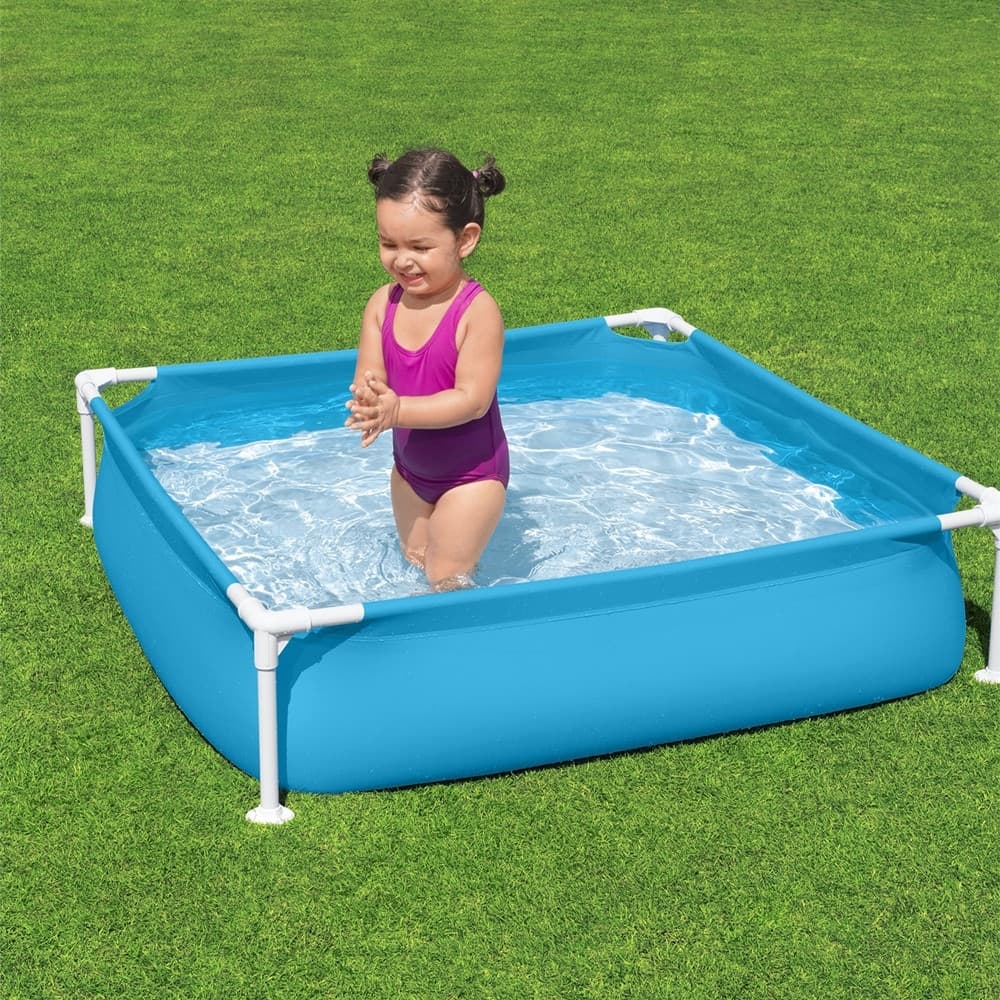 PISCINA QUADRATA FUORI TERRA PER BAMBINI BABY TELAIO IN ACCIAIO BLU 122 CM 56217 - 6