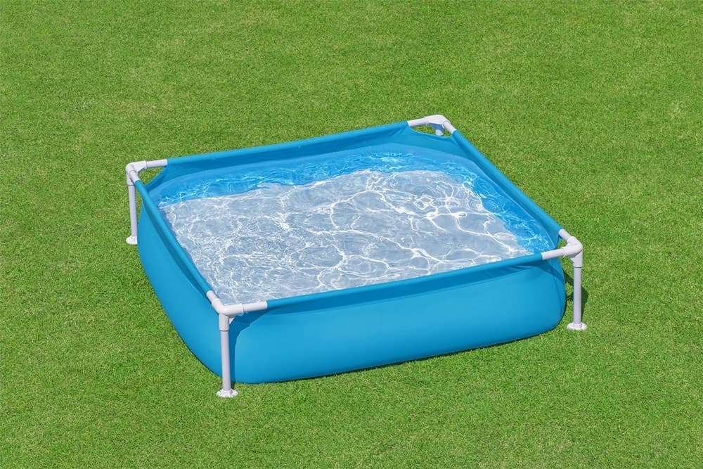 PISCINA QUADRATA FUORI TERRA PER BAMBINI BABY TELAIO IN ACCIAIO BLU 122 CM 56217 - 7