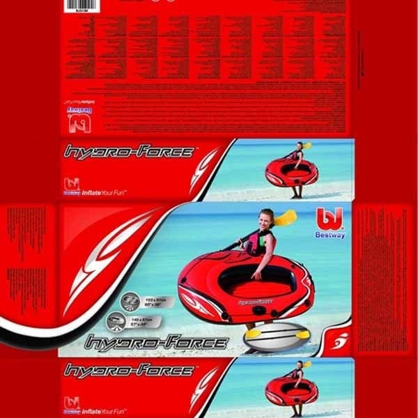 CANOTTO BATTELLO GONFIABILE HYDROFORCE COLORE ROSSO 153 X 97 CM CON 2 REMI - 5