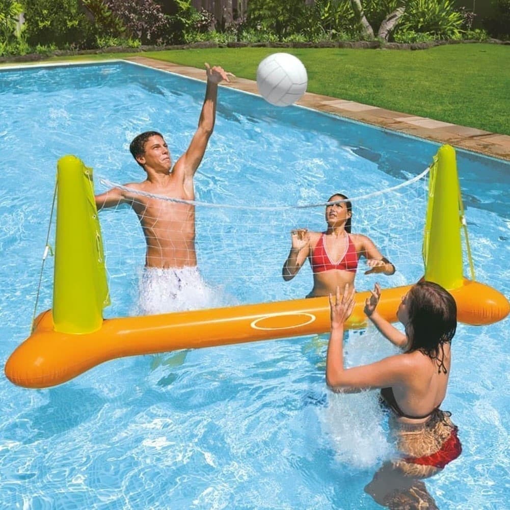 GIOCO VOLLEYBALL PALLAVOLO RETE GONFIABILE E PALLONE DA PISCINA 239 X 64 X 91 CM - 4