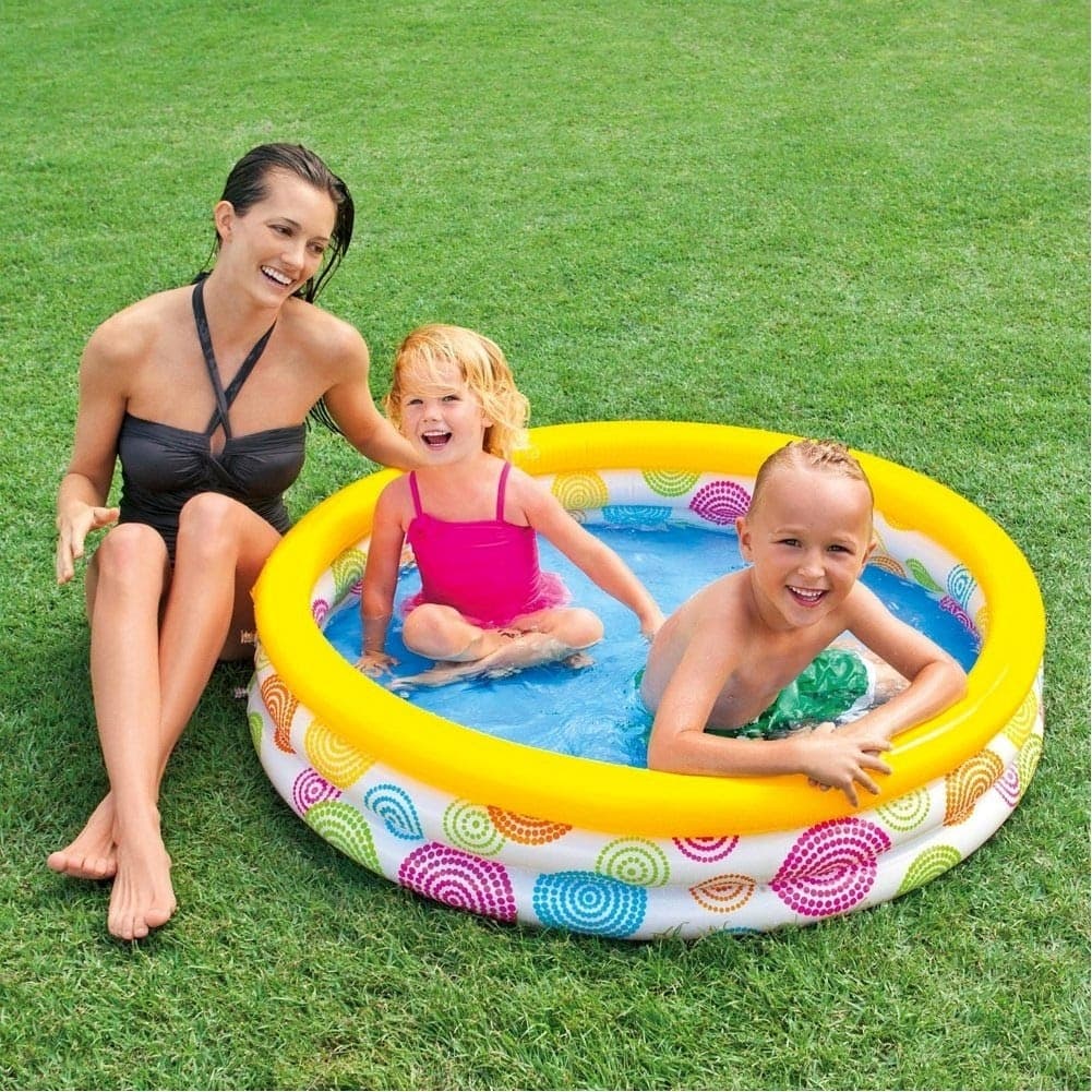 PISCINA GONFIABILE PER BAMBINI 3 ANELLI 114 X 25 CM GIARDINO TERRAZZO 132 LT - 4