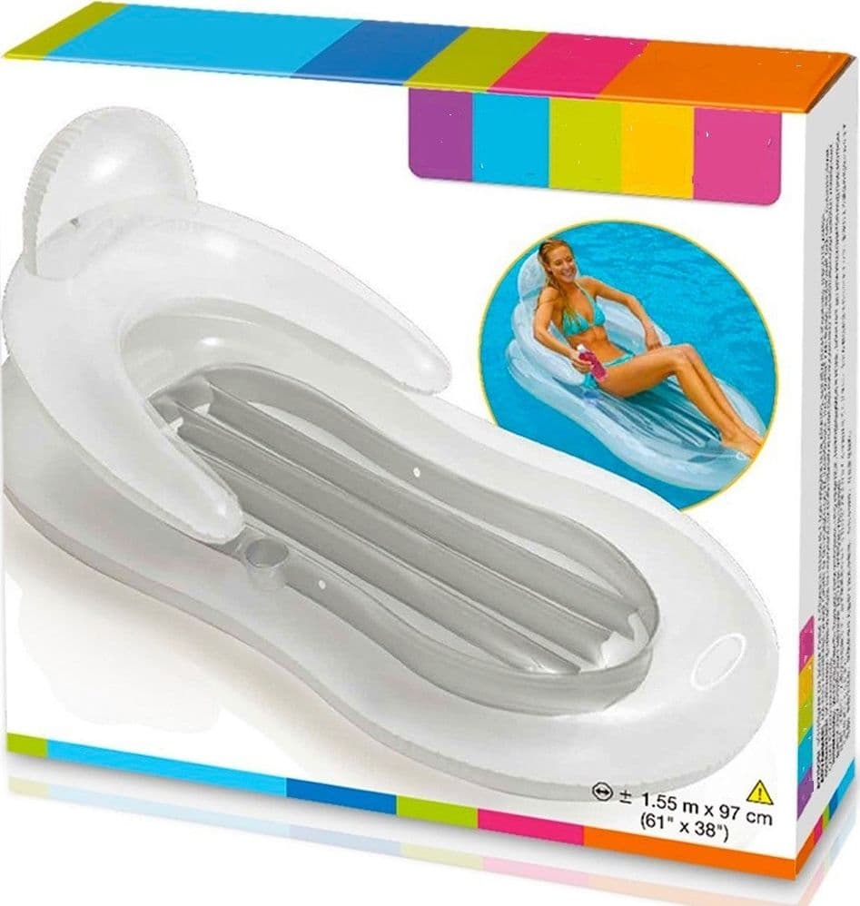 POLTRONA GONFIABILE PISCINA CON POGGIATESTA BRACCIOLI PORTABICCHIERI 155X97CM - 3