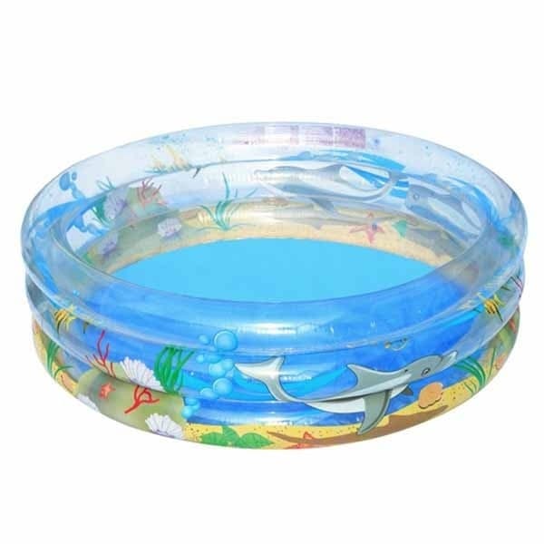 PISCINA GONFIABILE PER BAMBINI TRASPARENTE SEA LIFE 3 ANELLI 150 X 53 CM - 3