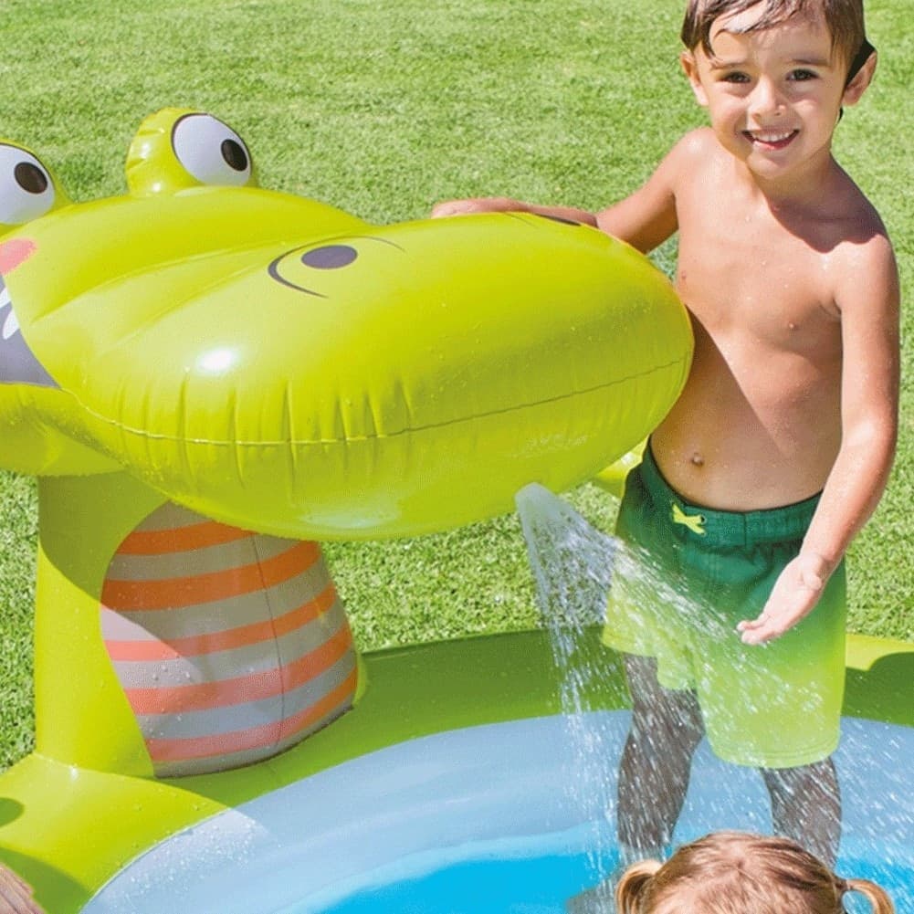 PISCINA GONFIABILE PER BAMBINI COCCODRILLO CON SPRUZZO 198 x 160 x 91 CM GIOCHI - 3