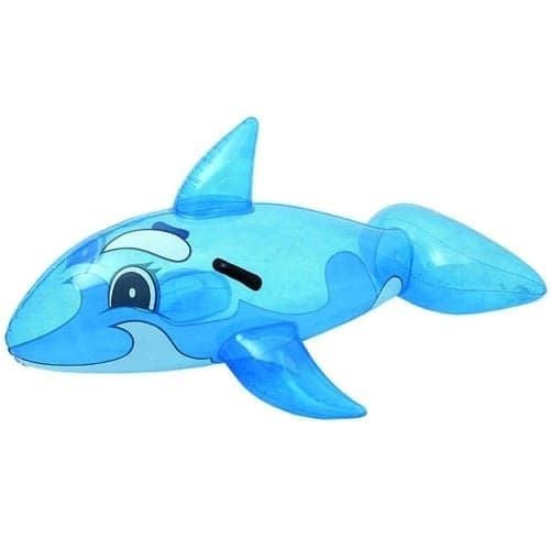 BALENA GONFIABILE PER BAMBINI AZZURRO TRASPARENTE 118 X 72 CM CON MANIGLIE - 2