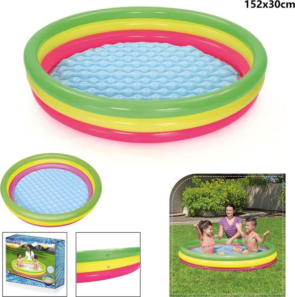 PISCINA GONFIABILE ARCOBALENO A 3 ANELLI COLORATI 152 X 30 CM FUORI TERRA 51103 - 15