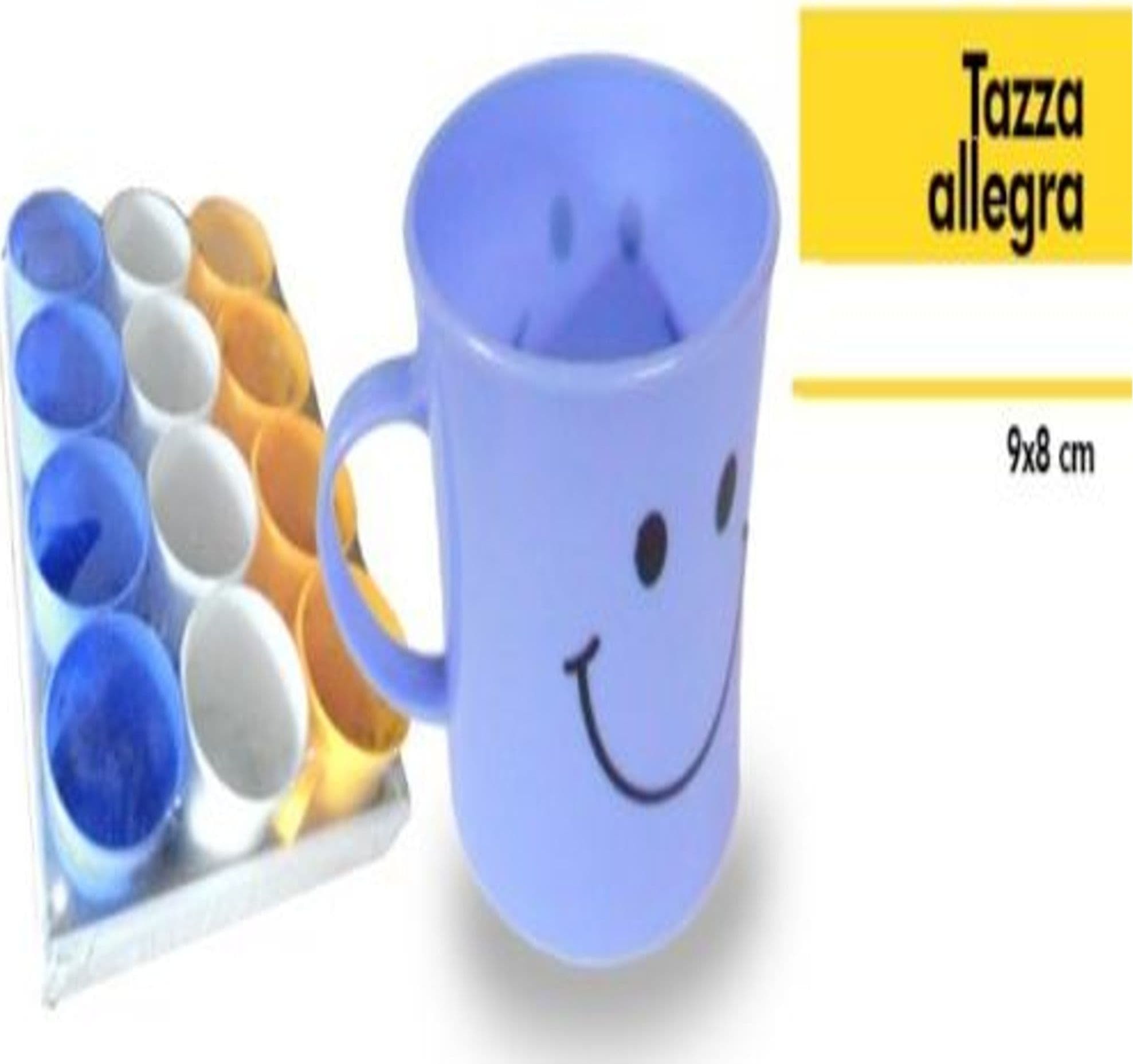 SET 12 PEZZI TAZZA ALLEGRA TAZZONE SMILE COLORATE PLASTICA LATTE COLAZIONE