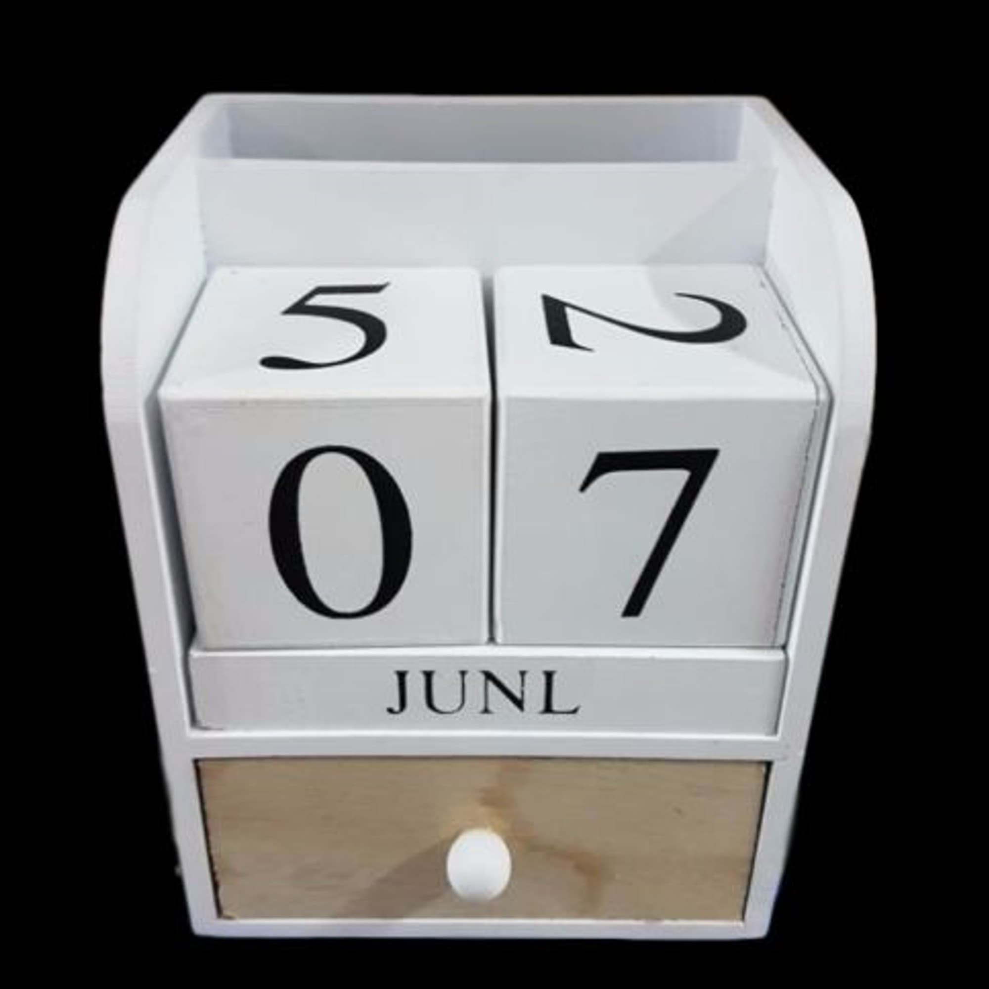 PORTAPENNE OGGETTI CON CASSETTO DATARIO LEGNO COUNTRY CHIC DESIGN ARREDO
