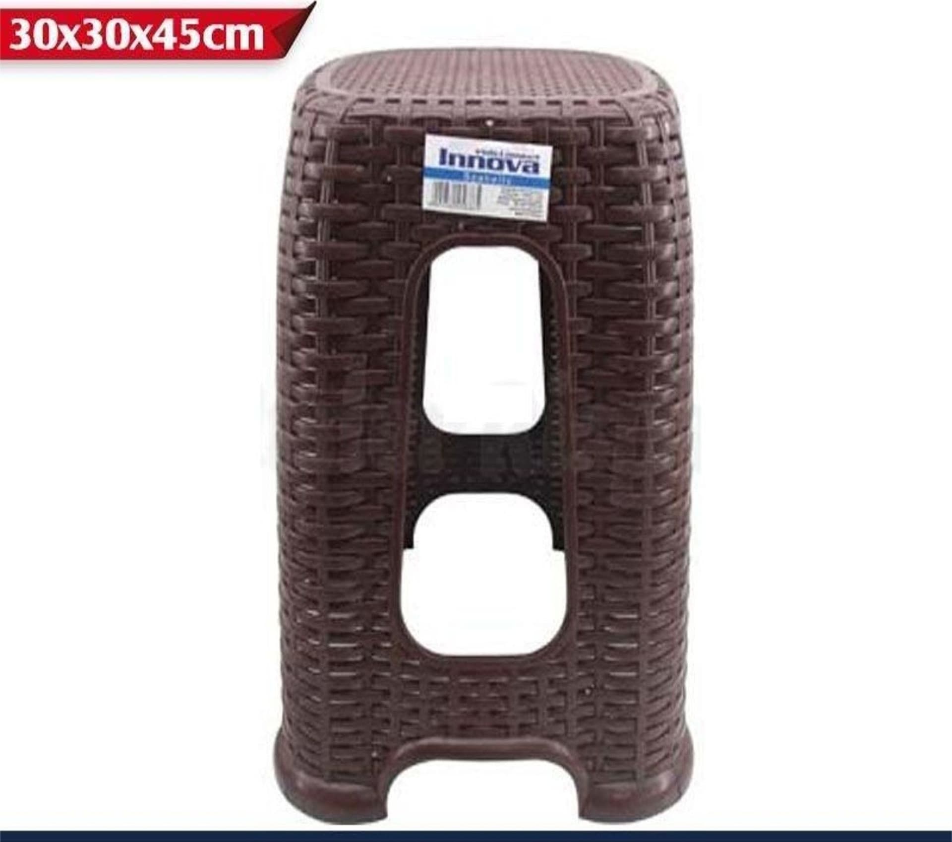 SEDIA SGABELLO IN PLASTICA INTERNI ESTERNI MULTIUSO CASA 30X30X45CM RATTAN - 2