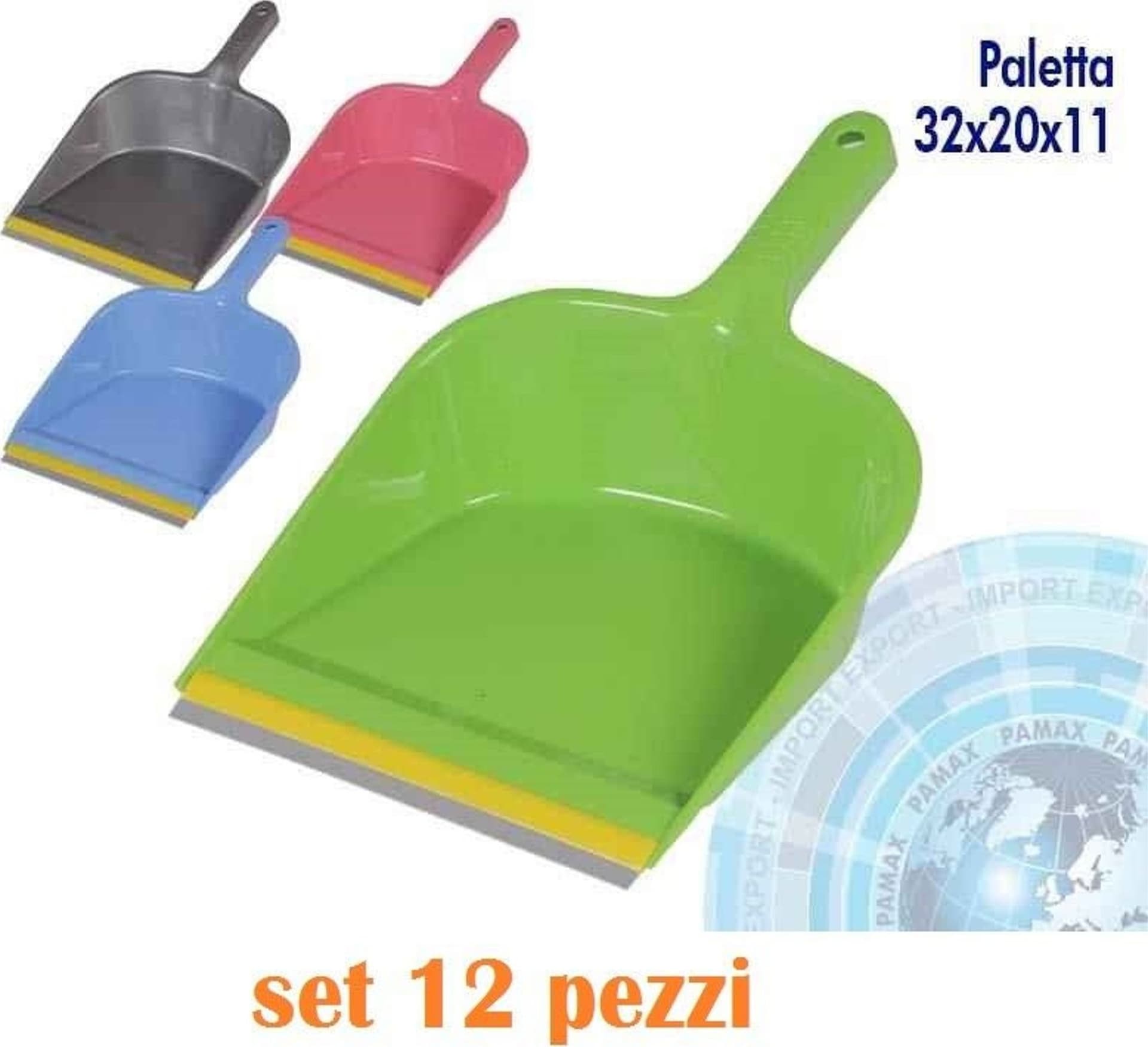 SET 12 PEZZI PALETTA PALA PER SCOPA POLVERE PLASTICA COLORATE 31X23CM - 2