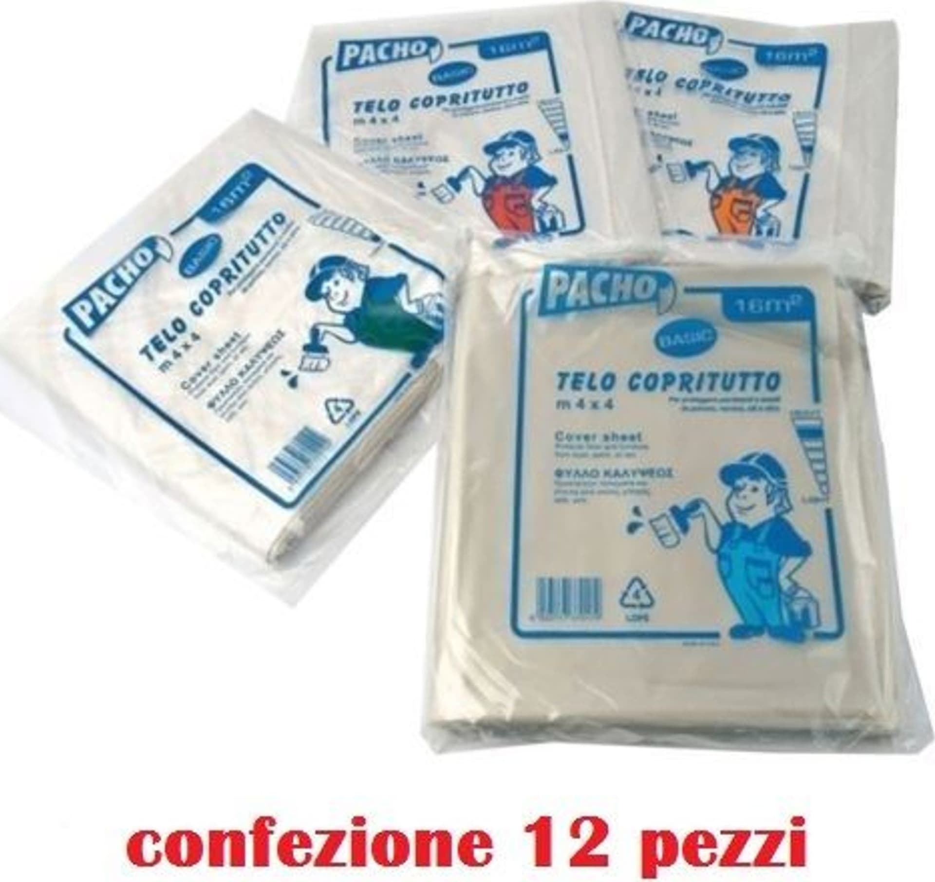 SET 12 TELO COPRITUTTO MULTIUSO PROTEGGE PAVIMENTI MOBILI AUTO SEDIE 4X4M - 2