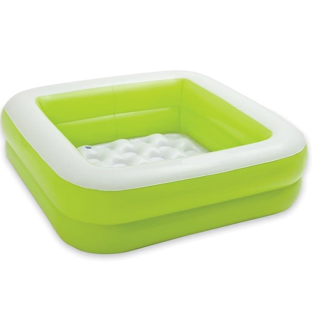 PISCINA GONFIABILE PER BAMBINI BABY QUADRATA 2 ANELLI VERDE 85 X 85 X 23 CM - 2