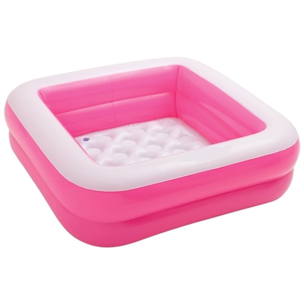 PISCINA GONFIABILE PER BAMBINI BABY QUADRATA 2 ANELLI ROSA 85 X 85 X 23 CM - 2