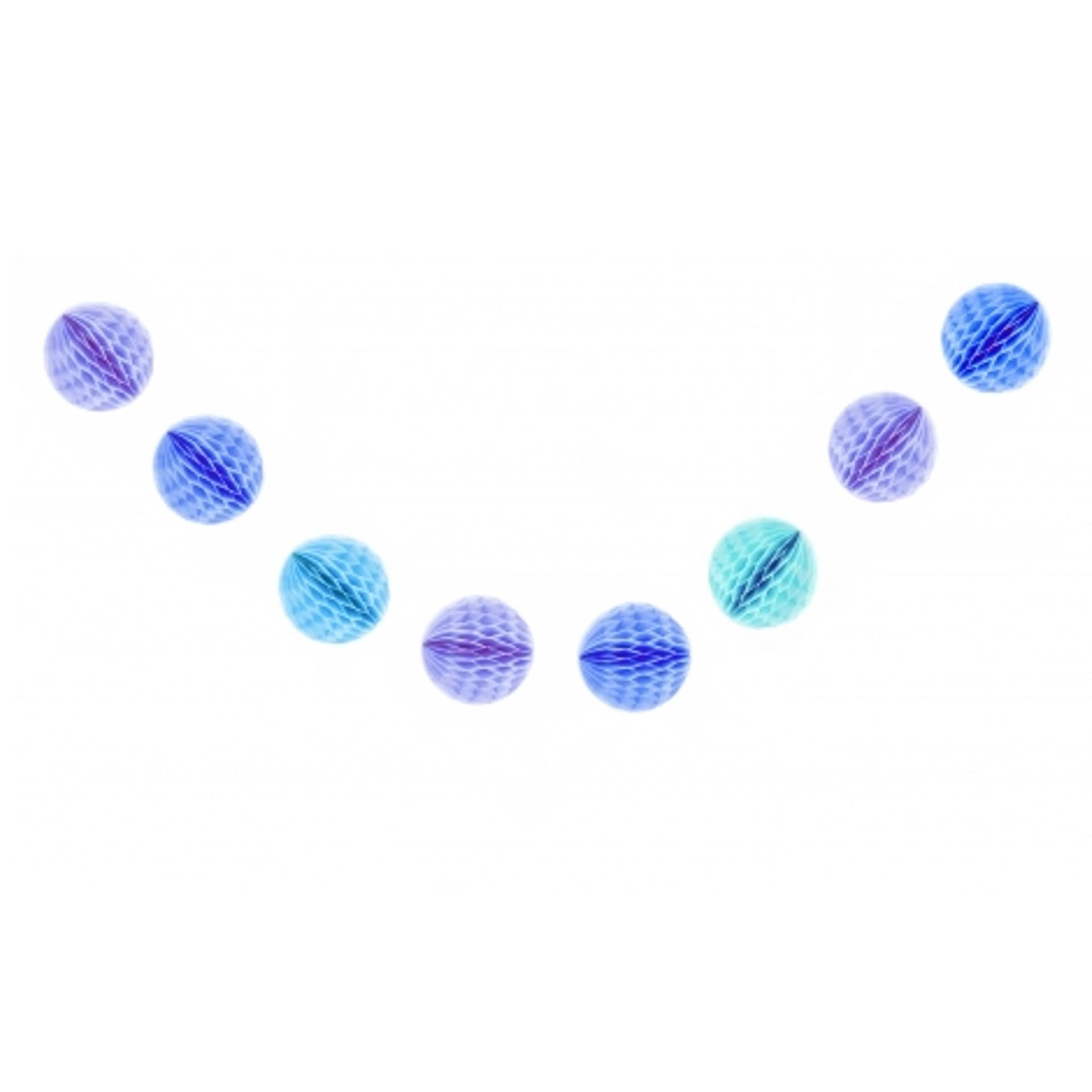 FESTONE AZZURRO POIS 8 SFERE SFERA 12CMX2M TONDO NIDO APE GHIRLANDA COMPLEANNI