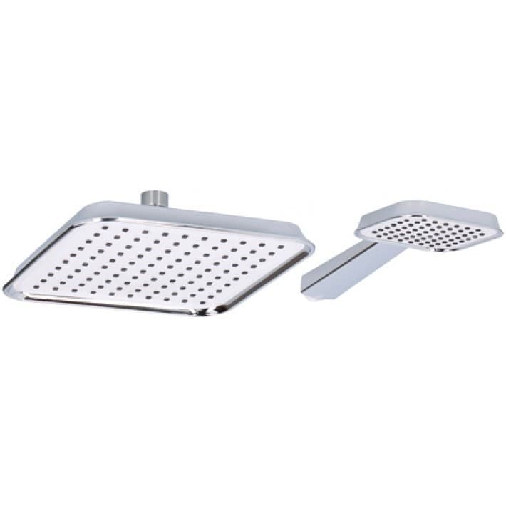 SOFFIONE DOCCIA QUADRATO 20X20CM CON MISCELATORE DOCCETTA QUADRATA IN ABS CROMO - 3
