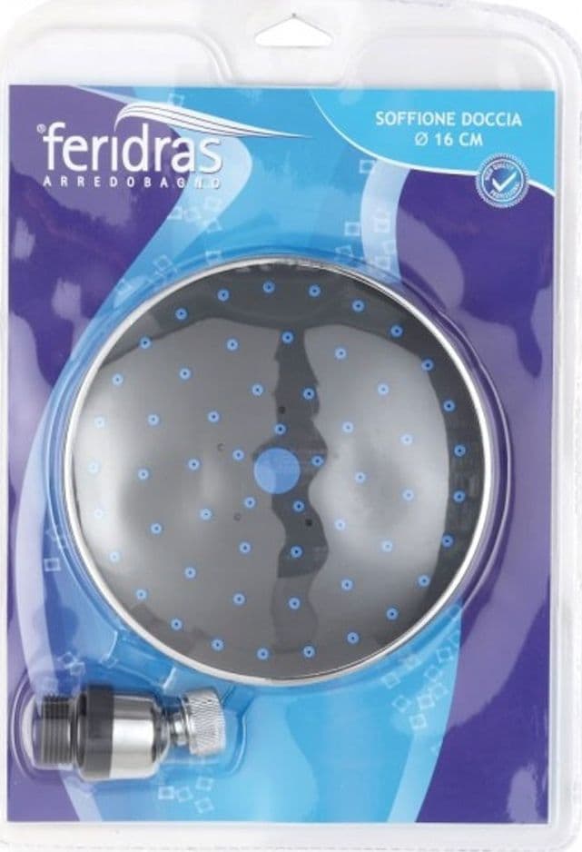 SOFFIONE DOCCIA TONDO DIAMETRO 16 CM IN ABS CROMATO MISCELATORE SHOWER - 2